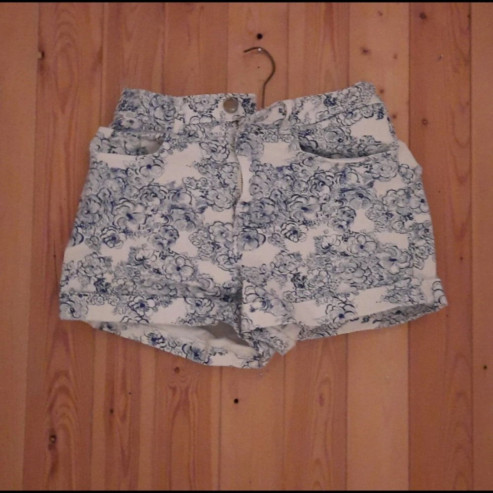 Floral Blue and White Women Shorts